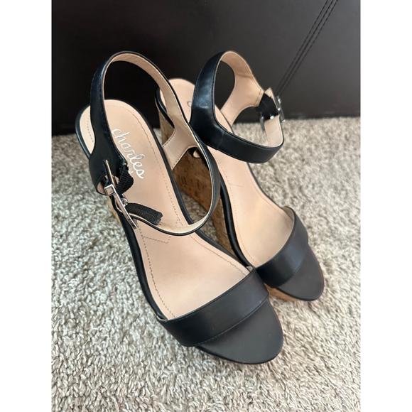 Women's Charles by Charles David Black Lindy Wedge Sandals Size 8 - Picture 9 of 12
